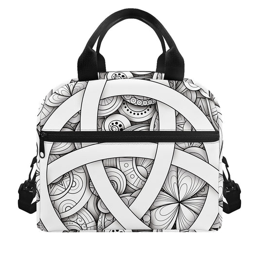 White Celtic Trinity Knot Symbol Print Insulated Lunch Bag