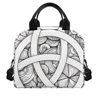 White Celtic Trinity Knot Symbol Print Insulated Lunch Bag