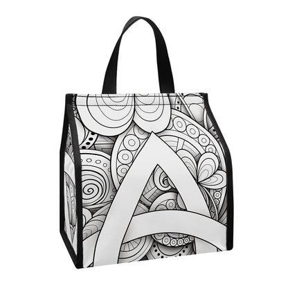 White Celtic Trinity Knot Symbol Print Insulated Lunch Tote
