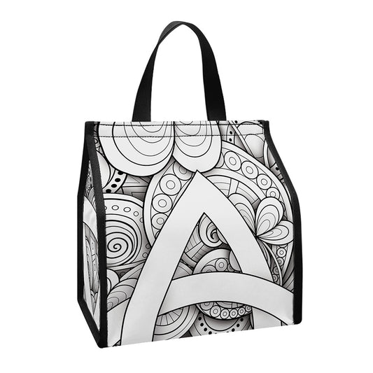 White Celtic Trinity Knot Symbol Print Insulated Lunch Tote