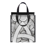 White Celtic Trinity Knot Symbol Print Insulated Lunch Tote