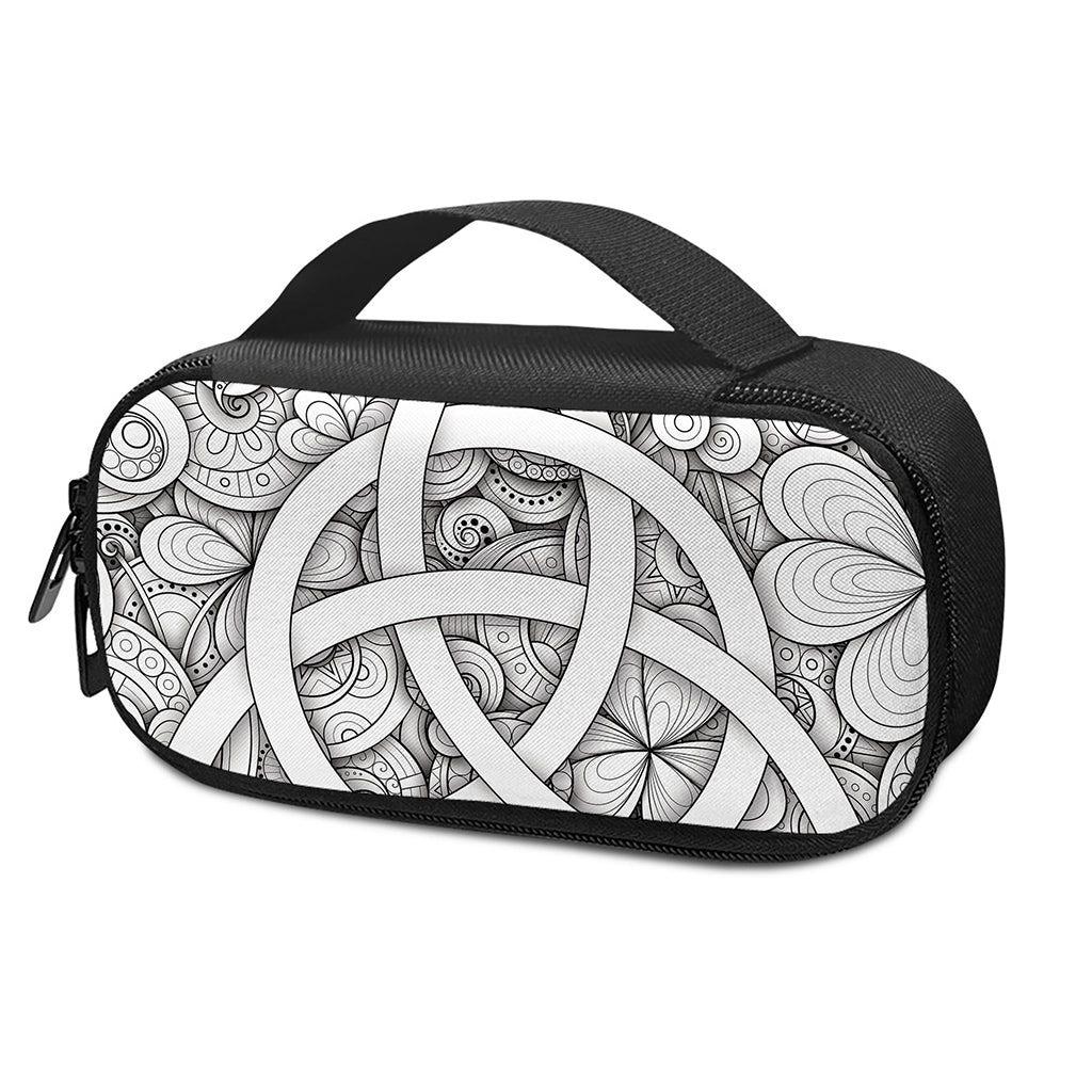 White Celtic Trinity Knot Symbol Print Insulin Cooler Travel Case