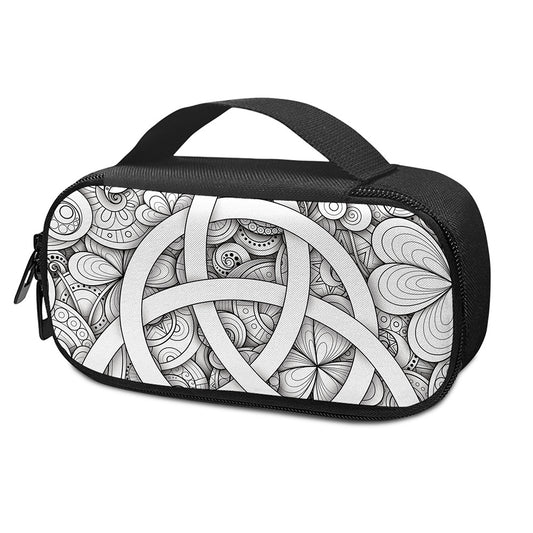 White Celtic Trinity Knot Symbol Print Insulin Cooler Travel Case