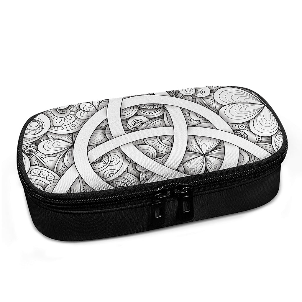 White Celtic Trinity Knot Symbol Print Insulin Cooler Travel Case