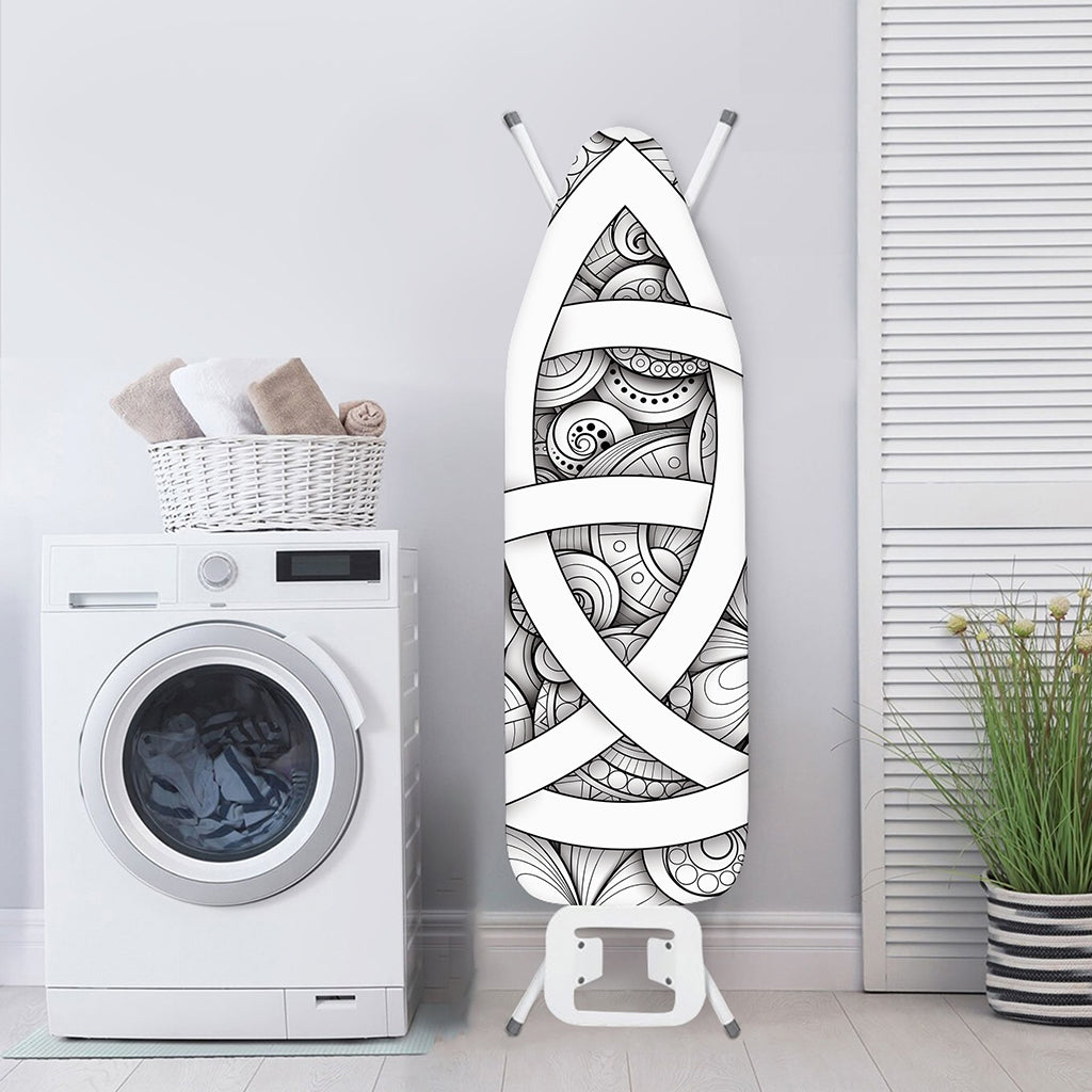 White Celtic Trinity Knot Symbol Print Ironing Board Cover