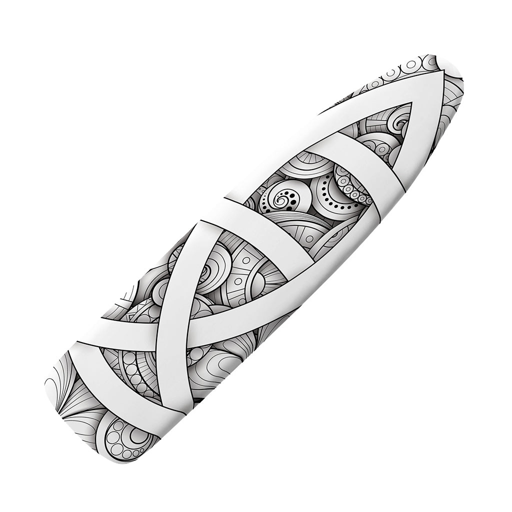 White Celtic Trinity Knot Symbol Print Ironing Board Cover