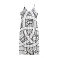 White Celtic Trinity Knot Symbol Print Jersey Midi Cami Dress