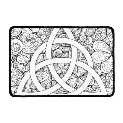 White Celtic Trinity Knot Symbol Print Kitchen Mat