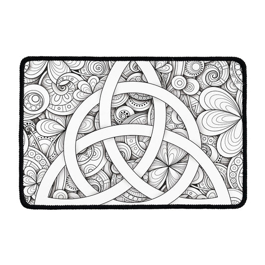 White Celtic Trinity Knot Symbol Print Kitchen Mat