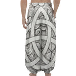 White Celtic Trinity Knot Symbol Print Lantern Pants