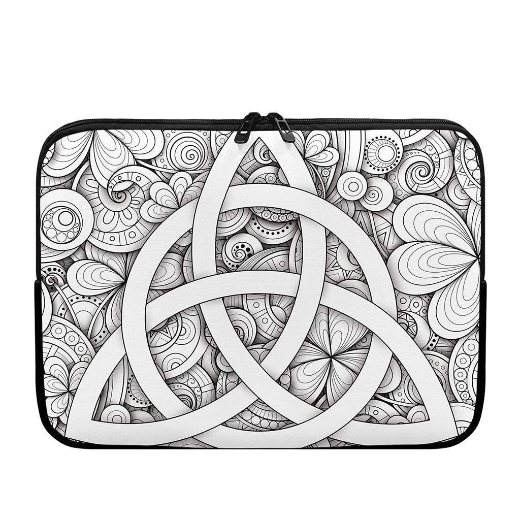 White Celtic Trinity Knot Symbol Print Laptop Sleeve