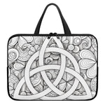White Celtic Trinity Knot Symbol Print Laptop Sleeve With Handle