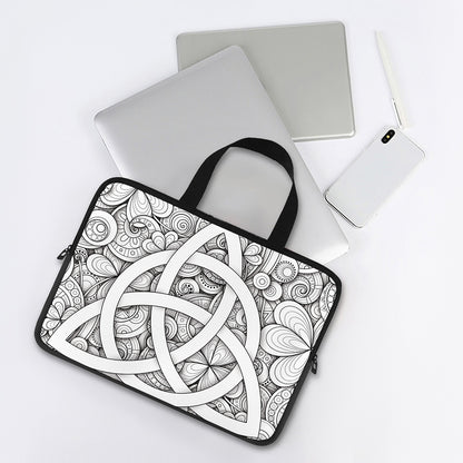 White Celtic Trinity Knot Symbol Print Laptop Sleeve With Handle