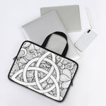 White Celtic Trinity Knot Symbol Print Laptop Sleeve With Handle