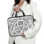 White Celtic Trinity Knot Symbol Print Laptop Sleeve With Handle