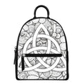 White Celtic Trinity Knot Symbol Print Leather Backpack