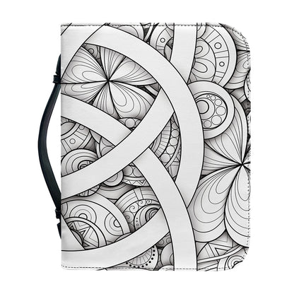 White Celtic Trinity Knot Symbol Print Leather Bible Cover