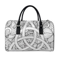 White Celtic Trinity Knot Symbol Print Leather Duffel Bag