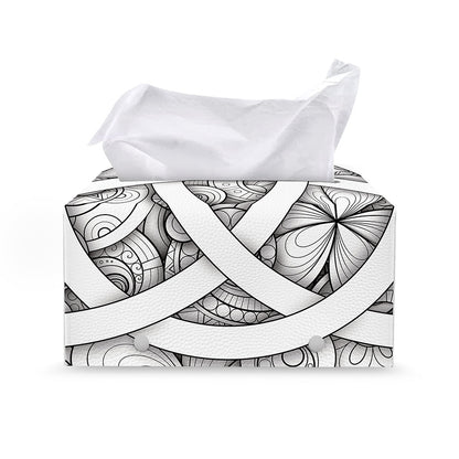 White Celtic Trinity Knot Symbol Print Leather Tissue Box Cover