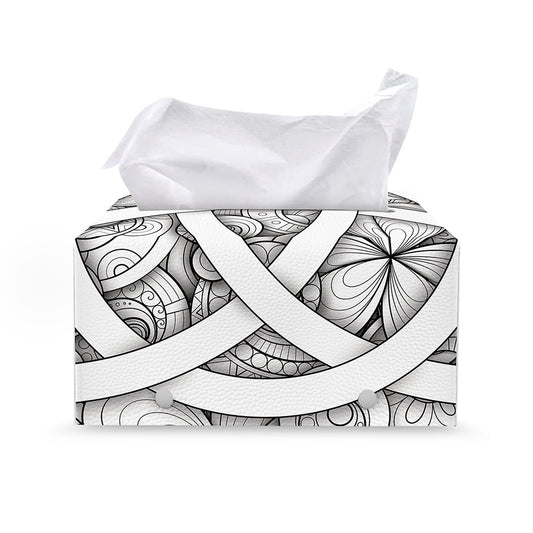 White Celtic Trinity Knot Symbol Print Leather Tissue Box Cover