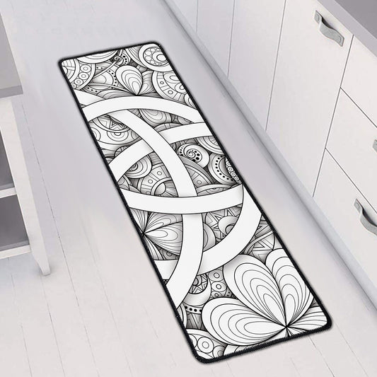 White Celtic Trinity Knot Symbol Print Long Kitchen Mat