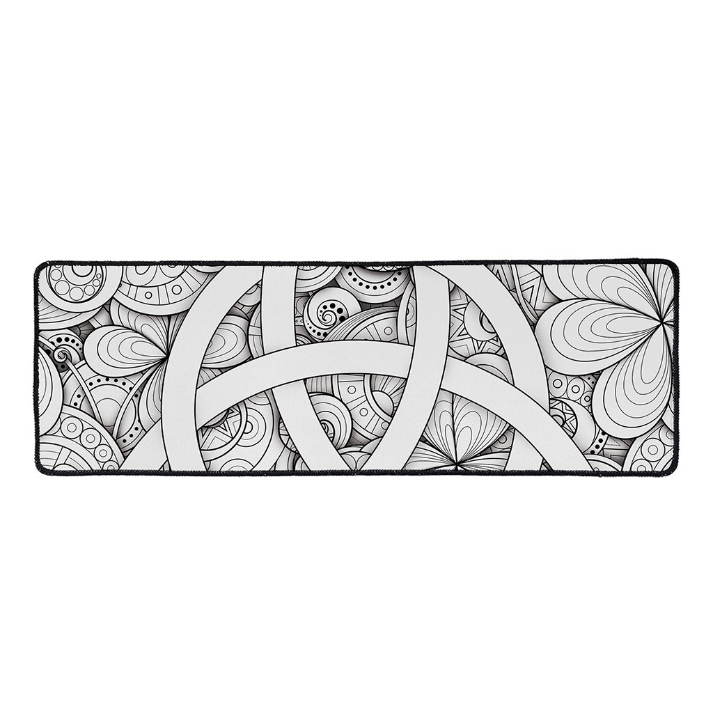 White Celtic Trinity Knot Symbol Print Long Kitchen Mat