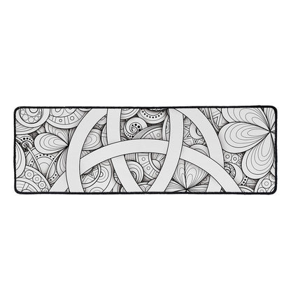 White Celtic Trinity Knot Symbol Print Long Kitchen Mat