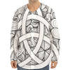 White Celtic Trinity Knot Symbol Print Long Sleeve Baseball Jersey