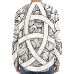 White Celtic Trinity Knot Symbol Print Long Sleeve Baseball Jersey