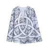 White Celtic Trinity Knot Symbol Print Long Sleeve Short Coat