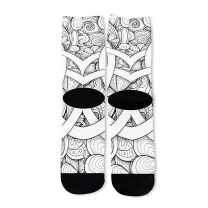 White Celtic Trinity Knot Symbol Print Long Socks