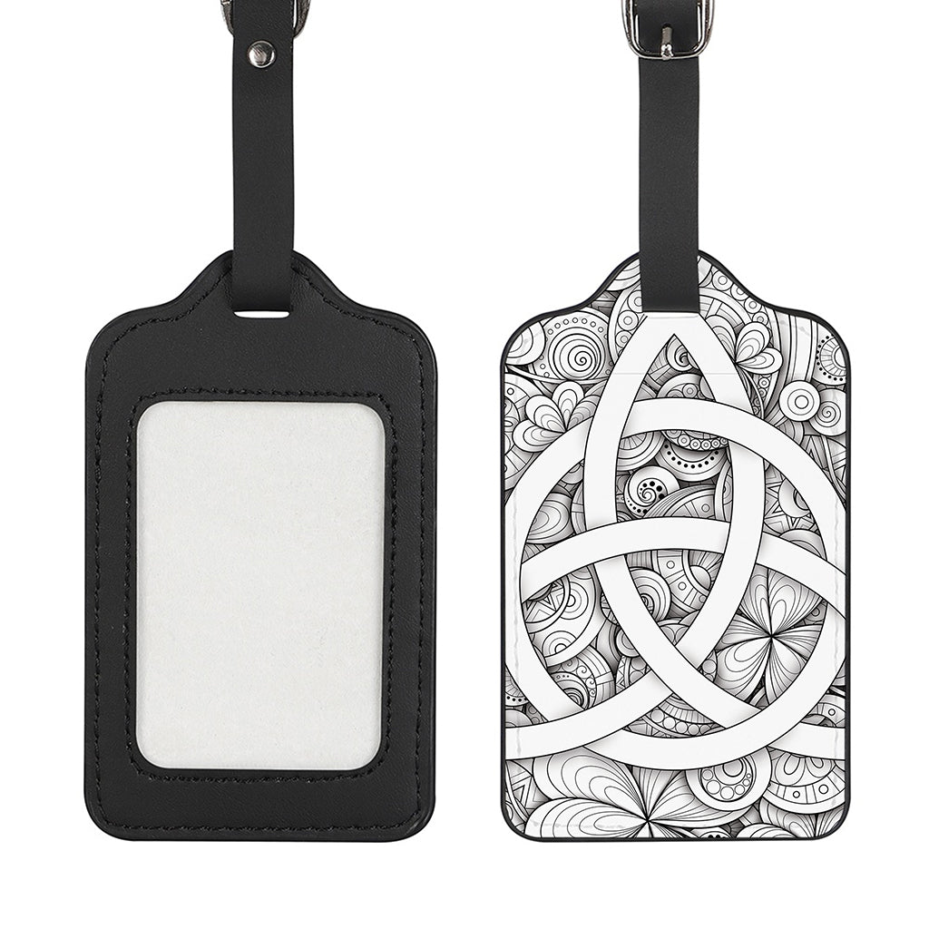 White Celtic Trinity Knot Symbol Print Luggage Tag