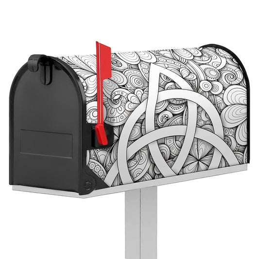 White Celtic Trinity Knot Symbol Print Mailbox Cover