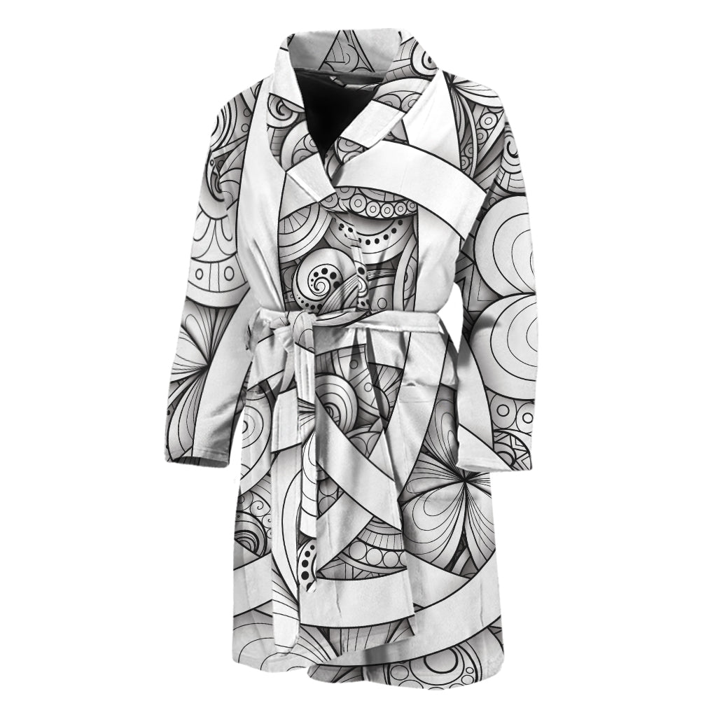 White Celtic Trinity Knot Symbol Print Men's Bathrobe