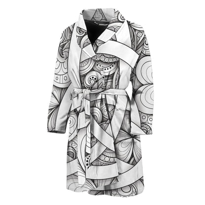 White Celtic Trinity Knot Symbol Print Men's Bathrobe