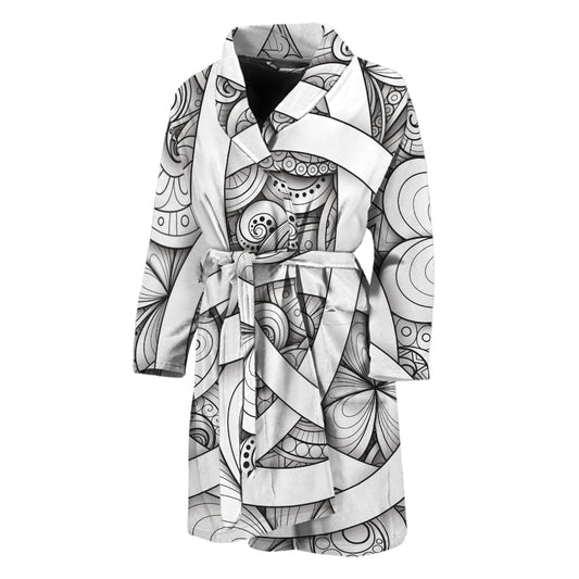 White Celtic Trinity Knot Symbol Print Men's Bathrobe