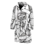 White Celtic Trinity Knot Symbol Print Men's Bathrobe