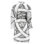 White Celtic Trinity Knot Symbol Print Men's Bathrobe