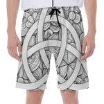 White Celtic Trinity Knot Symbol Print Men's Beach Shorts