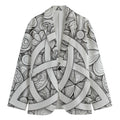 White Celtic Trinity Knot Symbol Print Men's Blazer