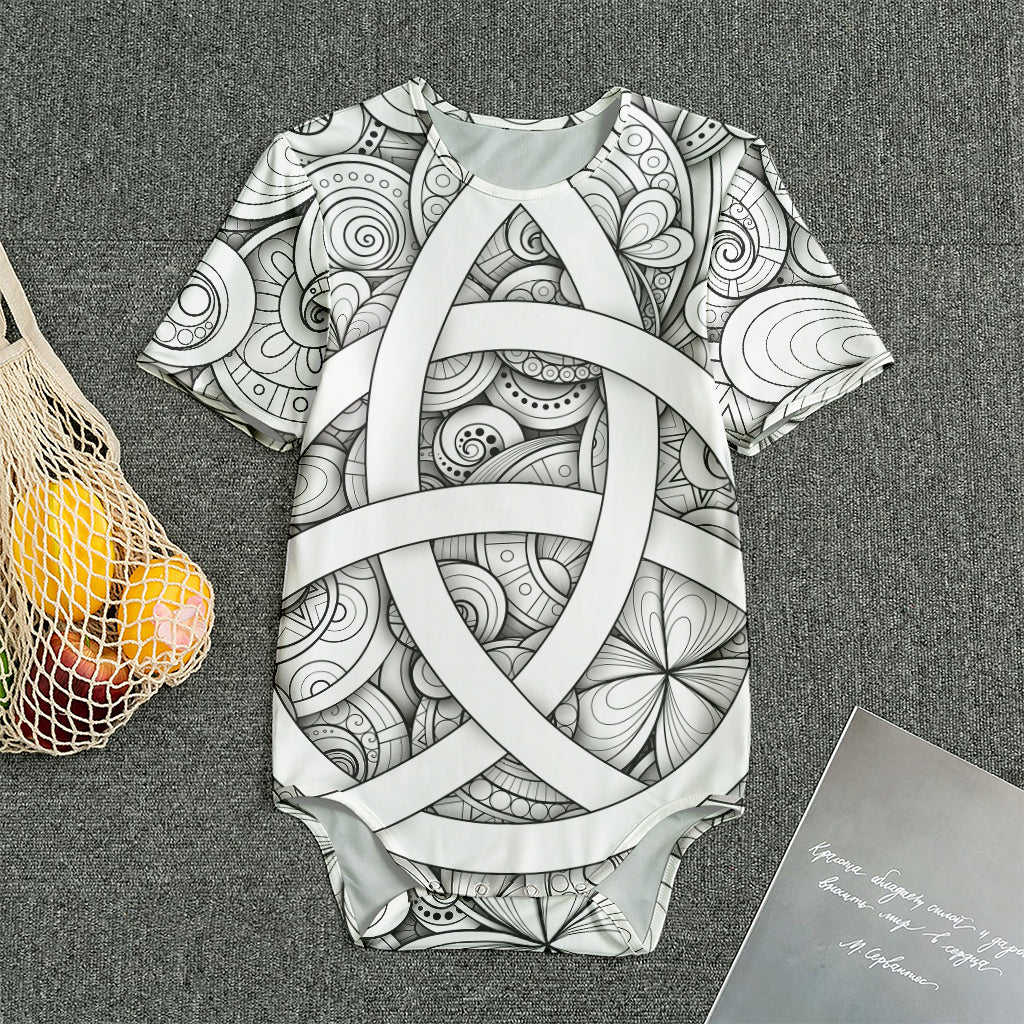 White Celtic Trinity Knot Symbol Print Men's Bodysuit