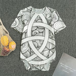 White Celtic Trinity Knot Symbol Print Men's Bodysuit