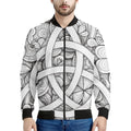 White Celtic Trinity Knot Symbol Print Men's Bomber Jacket