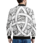 White Celtic Trinity Knot Symbol Print Men's Bomber Jacket