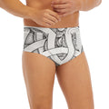 White Celtic Trinity Knot Symbol Print Men's Briefs