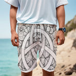 White Celtic Trinity Knot Symbol Print Men's Cargo Shorts