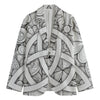 White Celtic Trinity Knot Symbol Print Men's Cotton Blazer