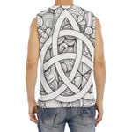 White Celtic Trinity Knot Symbol Print Men's Fitness Tank Top