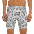 White Celtic Trinity Knot Symbol Print Men's Long Boxer Briefs