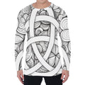 White Celtic Trinity Knot Symbol Print Men's Long Sleeve T-Shirt